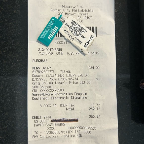 EFFY Tiger Men Bracelet 2 for 1 Deal in good condition from Macy’s Jewelry - Picture 3 of 6